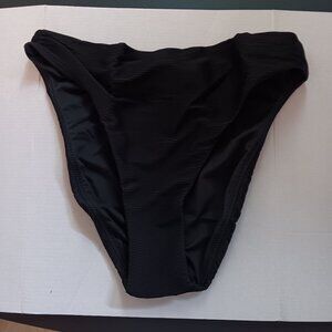 J Crew Women's Ribbed High Rise Bikini Bottom Black Size Small NWT